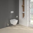 VILLEROY ET BOCH - Pack WC sans bride  Subway 2.0 avec abattant frein de chute + bâti Viconnect PRO + plaque blanche  + Tabouret bois - vignette