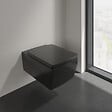 VILLEROY ET BOCH - Pack WC suspendu sans bride  Memento 2.0 + abattant + bâti-support sol et mur + plaque Pure Black - vignette