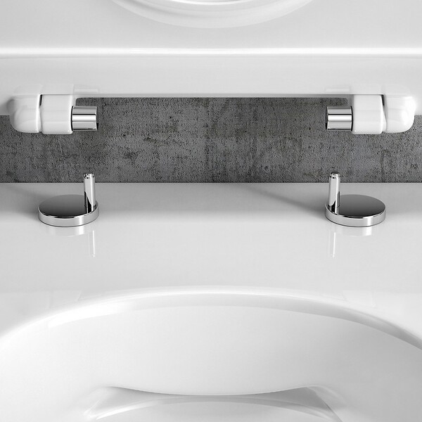 THALASSOR - Cuvette Wc Suspendu Sans Bride Compact - 49 X 36 Cm - Abattant "slim" Thermodur Avec Freins De Chute - large