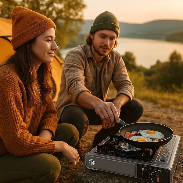 INTEC - Réchaud Gaz Portable 1 Feu 2200W + 8 Cartouches gaz Butane Camping Randonnée Cuisine Extérieure INTEC - large