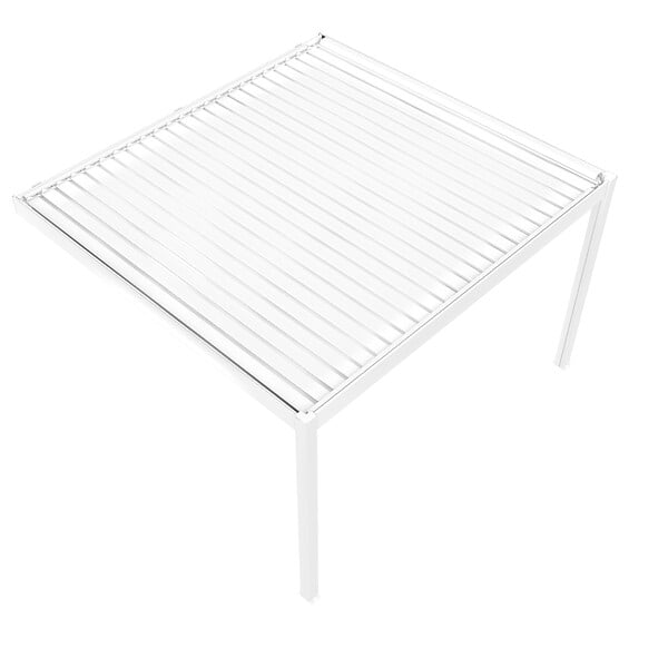 DAVID FERMETURES - Pergola bioclimatique Xenon perpendiculaire (Vérin à Télécommande + LED 3 côtés - Blanc - 3,584 x 3,00m) - large