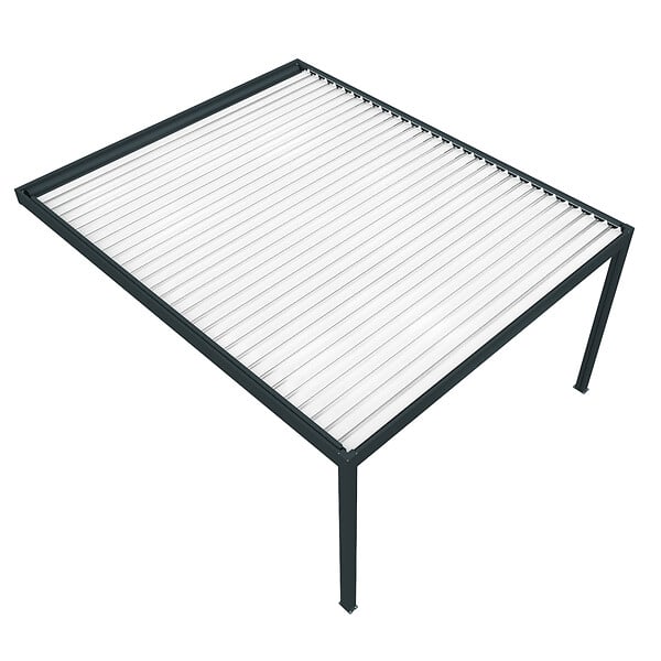 DAVID FERMETURES - Pergola bioclimatique Xenon II (Vérin à Télécommande + LED 3 côtés - Gris anthracite / Blanc - 6,00 x 3,965m) - large
