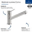 VILLEROY ET BOCH - Evier  Architectura 60 vidage auto + Robinet de cuisine Como Acier Massif - vignette