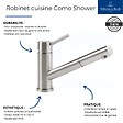 VILLEROY ET BOCH - Evier  Architectura 60 vidage auto + Robinet de cuisine Como Shower Window Acier Massif - vignette