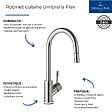 VILLEROY ET BOCH - Evier  Subway Pure 60 égouttoir à droite vidage auto + Robinet de cuisine Umbrella Flex Bronze - vignette