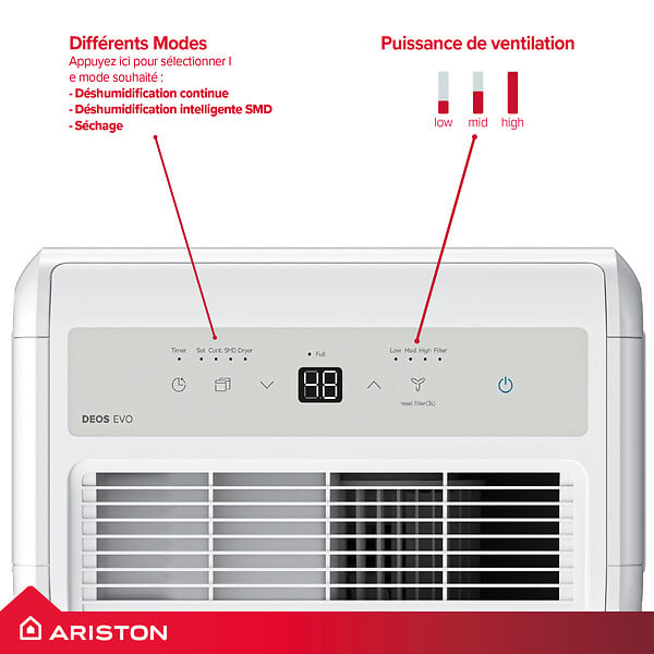 ARISTON - Déshumidificateur 12l/jour - Ariston DEOS EVO 12 - large