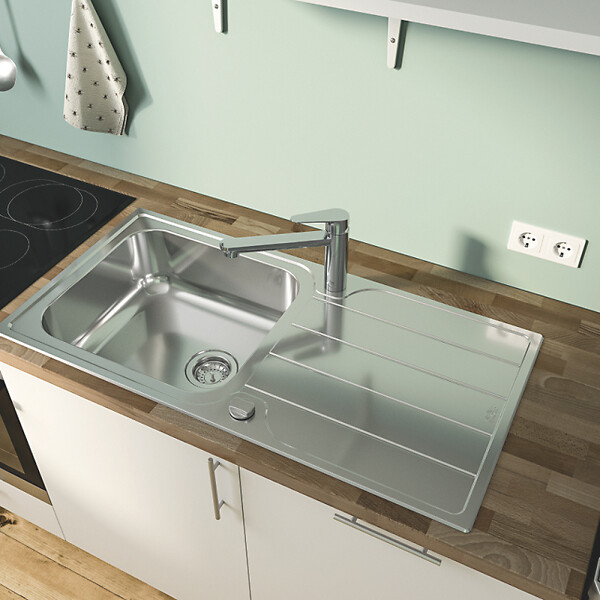 GROHE - Robinet de cuisine bec médium Start Flow Quickfix chromé + nettoyant GrohClean - large