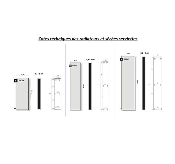 U-TILE - Radiateur électrique miroir - 450 Watts - 100 x 40 cm vertical - large