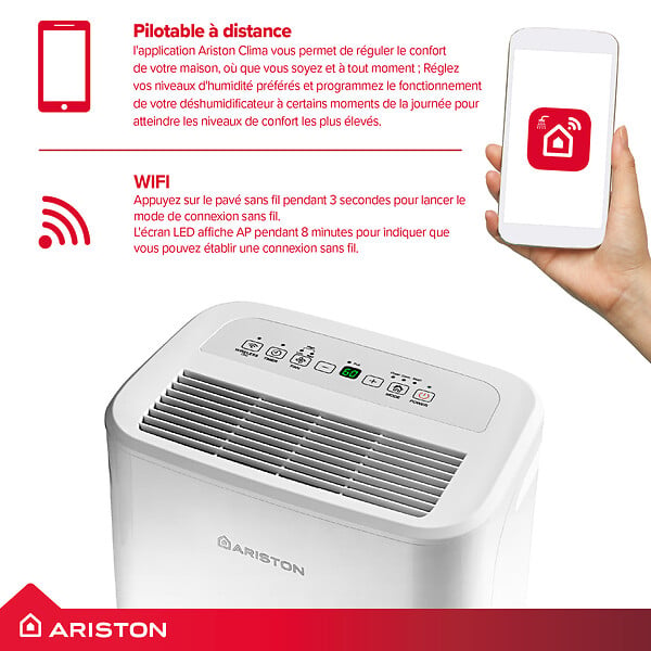 ARISTON - Ariston DEOS Déshumidificateur silencieux et intuitif avec WIFI intégré, Blanc (3381352) - large