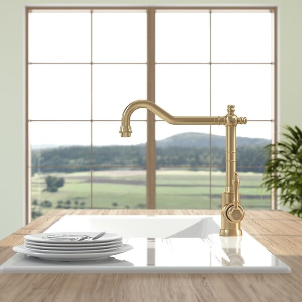 VILLEROY ET BOCH - Robinet cuisine  Avia 2.0 Or mat + nettoyant - large