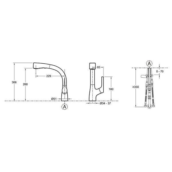 JACOB DELAFON - Robinet de cuisine avec douchette JACOB DELAFON Elate - large