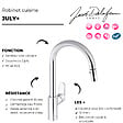 JACOB DELAFON - Robinet cuisine avec douchette extractible July+ - vignette