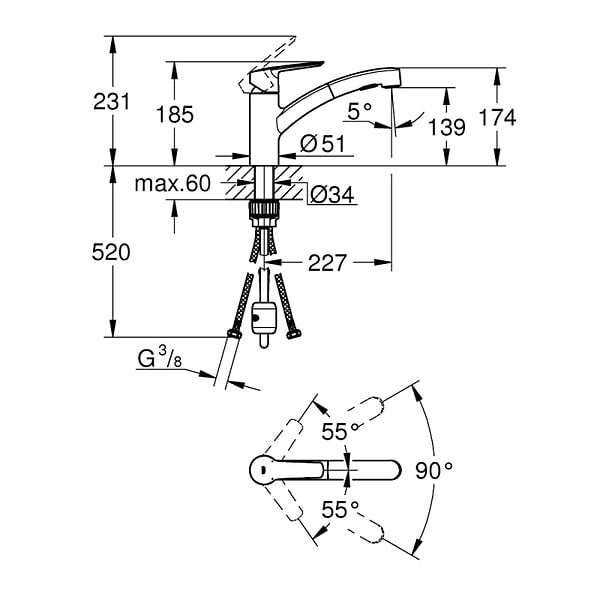 GROHE - Robinet de cusine avec douchette Start 2021 + microfibre - large
