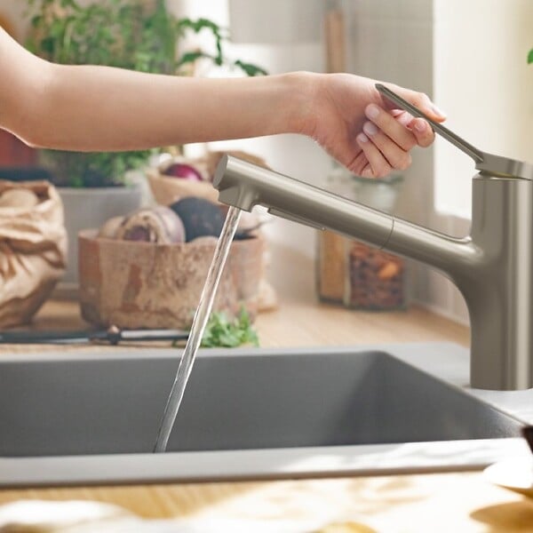 HANSGROHE - Robinet de cuisine avec douchette Zesis M33 150 2 jets aspect acier inox - large
