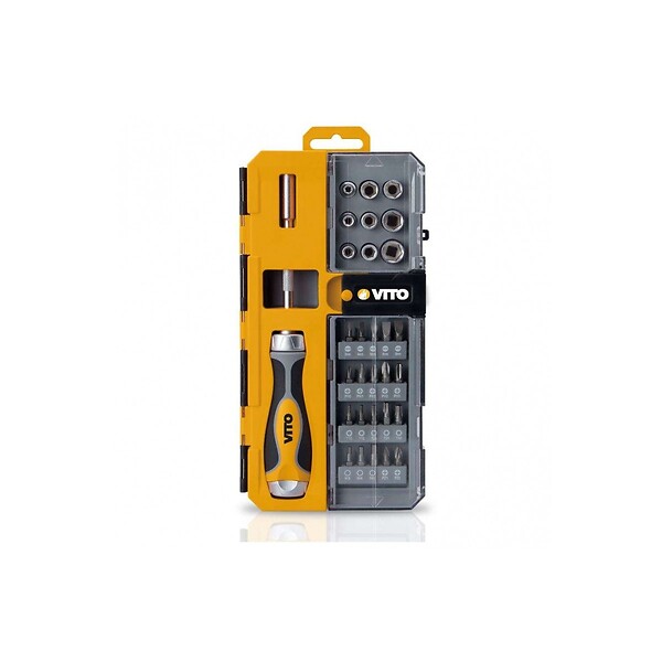 VITO - Coffret 30 Outils Magnétiques Tournevis Porte embouts + 20 Embouts de Vissage + 9 Douilles VITO - large