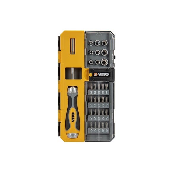 VITO - Coffret 30 Outils Magnétiques Tournevis Porte embouts + 20 Embouts de Vissage + 9 Douilles VITO - large