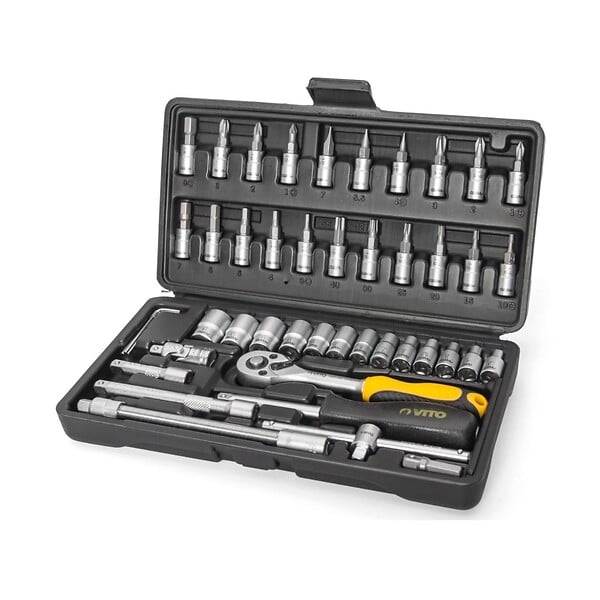 VITO - Coffret à douilles 46 pièces CRV 1/4 Chrome vanadium VITO - large