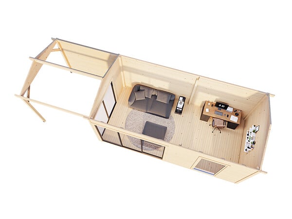 PALMAKO - Studio de jardin Amanda en bois ép.44 mm avec pergola et baies coulissantes double vitrage - Palmako - 32,2 m² - large