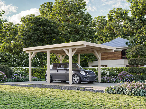 PALMAKO - Carport toit plat en bois Karl 1 voiture - Palmako - 18 m² - large