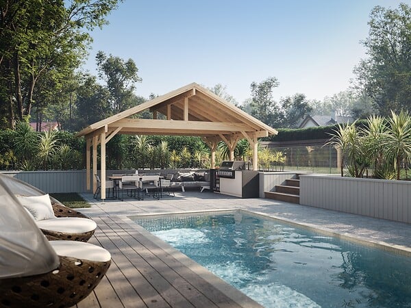 PALMAKO - Carport bois Robert 2 voitures - Bois - L.640xP.514xH.363cm - large