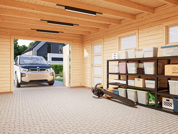PALMAKO - Garage Rasmus en bois ép.28 mm avec porte en bois - Palmako- 24,5 m² - large