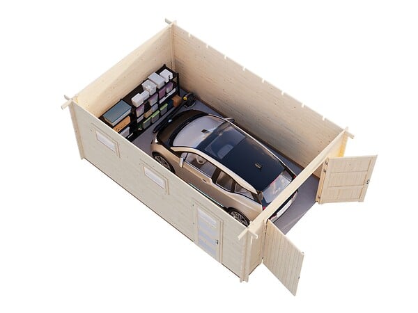 PALMAKO - Garage Rasmus en bois ép.28 mm avec porte en bois - Palmako- 24,5 m² - large