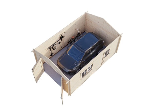 PALMAKO - Garage Roger en bois ép.44 mm avec porte en bois - Palmako- 24 m² - large