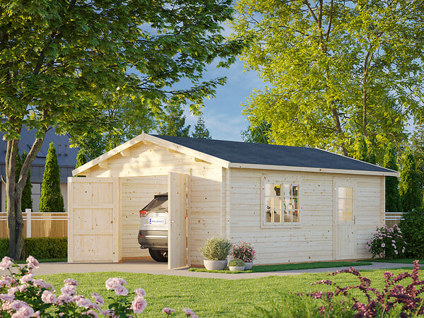 PALMAKO - Garage Roger en bois ép.44 mm avec porte en bois - Palmako - 31,7 m² - large