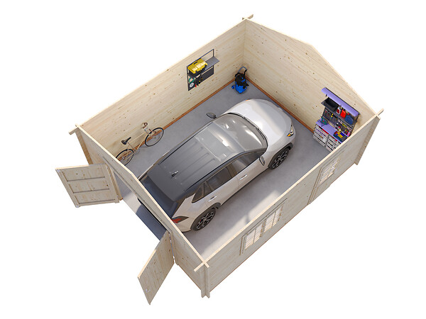 PALMAKO - Garage Roger en bois ép.44 mm avec porte en bois - Palmako - 31,7 m² - large