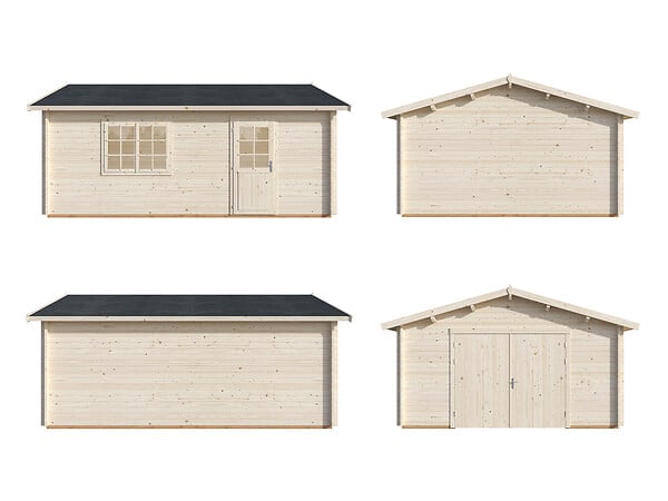 PALMAKO - Garage Roger en bois ép.44 mm avec porte en bois - Palmako - 31,7 m² - large
