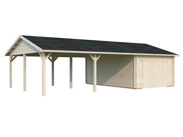 PALMAKO - Garage bois Roger avec double pergola - 64m² - large
