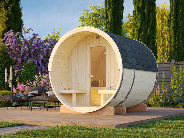PALMAKO - Sauna extérieur rond en bois Anita 4 places avec poêle - Palmako - 8,6 m² - large
