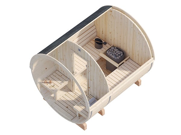 PALMAKO - Sauna extérieur rond en bois Anita 4 places avec poêle - Palmako - 8,6 m² - large