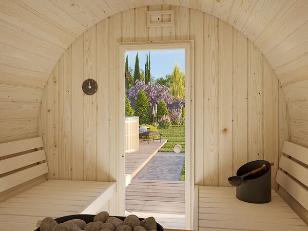 PALMAKO - Sauna extérieur rond en bois Anita 4 places avec poêle - Palmako - 8,6 m² - large