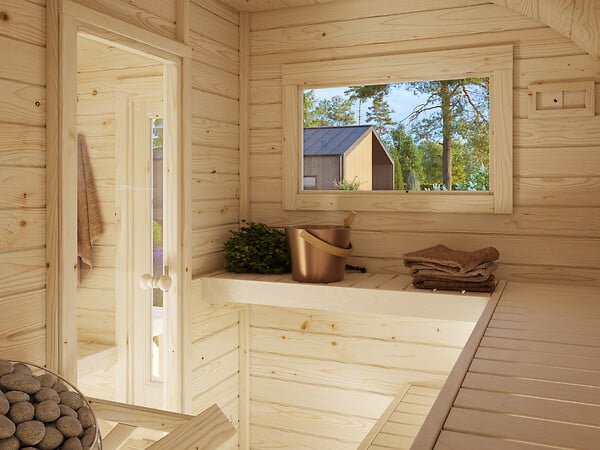 PALMAKO - Sauna extérieur rond bois Anette Naturel 4 places - large