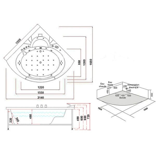 DISTRIBAIN - Baignoire balneo Seattle-S 26 jets Whirlpool - large