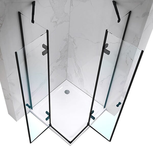 SANIVERRE - MAYA-BLACK Cabine de douche noire H180 90x90 cm verre transparent - large