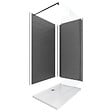 AURLANE - Pack douche à l'Italienne Receveur 90x120 + Paroi transparente + Panneaux muraux finition ardoise - vignette