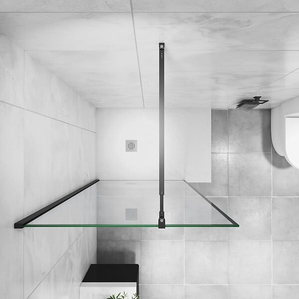 AICA SANITAIRE - AICA paroi de douche noire 80x200cm paroi de douche à l'italienne en 8mm verre anticalcaire avec barre de fixation extensible 73-120cm en carré - large