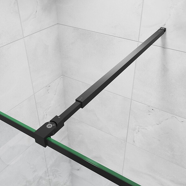 AICA SANITAIRE - AICA paroi de douche noire 80x200cm paroi de douche à l'italienne en 8mm verre anticalcaire avec barre de fixation extensible 73-120cm en carré - large