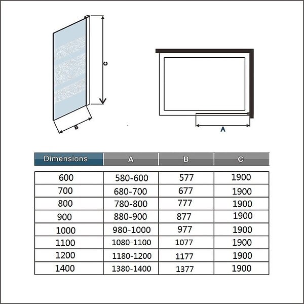 AICA SANITAIRE - AICA paroi de douche à l'italienne 100x190cm en 6mm verre avec bandes horizontales sérigraphiées, livré avec barre de fixation 90cm en carré - large