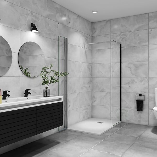 AICA SANITAIRE - AICA paroi de douche à l'italienne  50x200cm avec une barre de fixation, paroi de douche pivotante 45x200cm, verre 8mm securit anticalcaire - large
