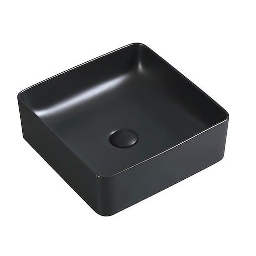 STANO - Vasque à poser carrée en céramique RIVA 3 coloris 36.5 x 36.5 cm Noir mat - large