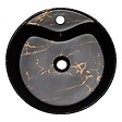 KERRA - Vasque à poser ronde en céramique TANZA finition marbre noir doré Ø46 cm - vignette
