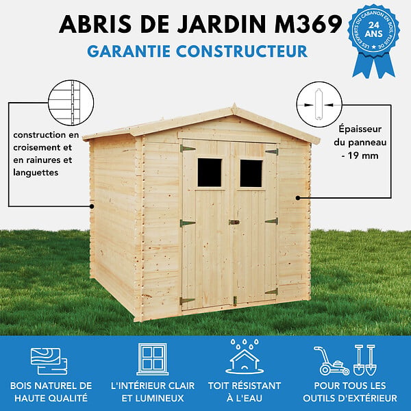 TIMBELA - Abri de jardin en bois - l236xL226xH218 cm / 4.33 m2 - M369 - large