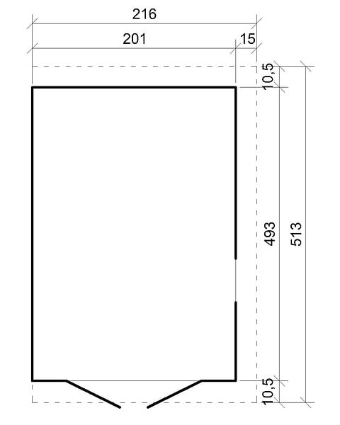 TIMBELA - TIMBELA M341 Abri de Jardin en Bois Naturel (sans paroi latérale) - H244xl216xL513 cm/10 m2 - large