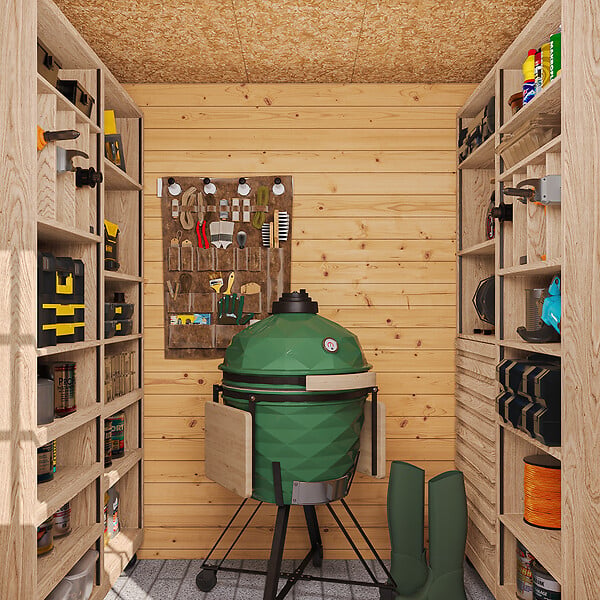 TIMBELA - Abri de jardin en bois AVEC SOL TRAITÉ - Stockage extérieur l204xL204xH200 cm/3.53 m2- Petit abri à outils, Local à vélos - TIMBELA M309C+M309G - large