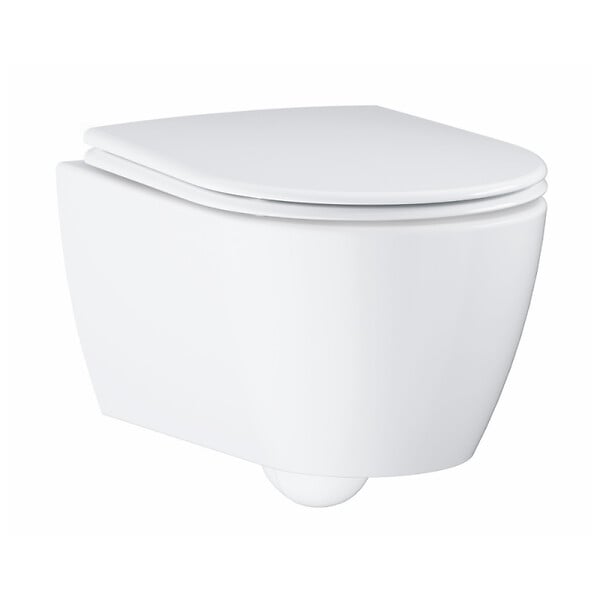 GROHE - Grohe Pack WC suspendu sans bride Essence + abattant + plaque chromée + bâti Grohe - large