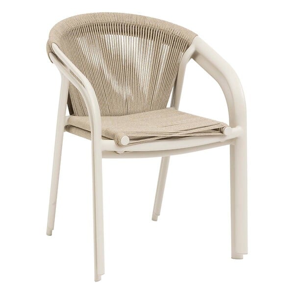 HESPERIDE - Fauteuil de jardin empilable "Riu" argile & beige aluminium - large