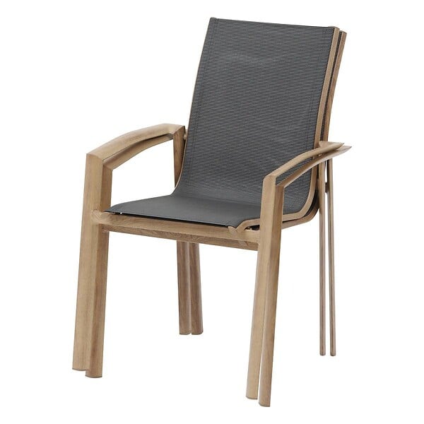 HESPERIDE - Fauteuil de jardin empilable "Axant" gris poivre & honey aluminium et texaline - large
